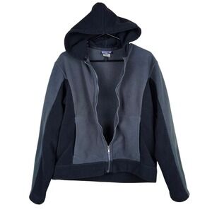 Patagonia Women's Full Zip Fleece Hoodie Gray Black Jacket Activewear Medium